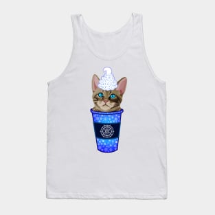 Christmas Snowflake Brown Tabby Cat Coffee Tank Top